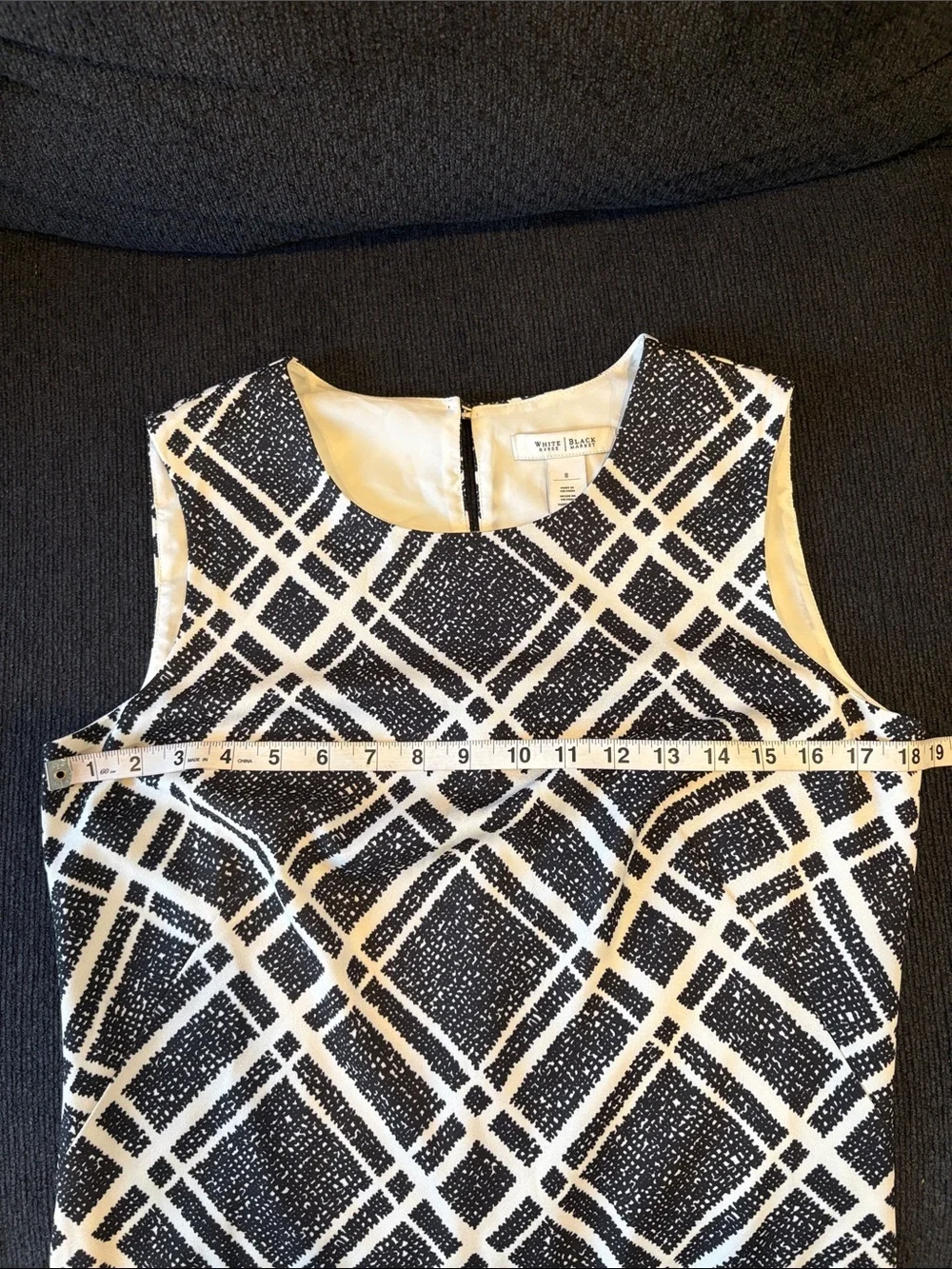 White House Black Market Black and White Plaid Midi Skirt-Size 8